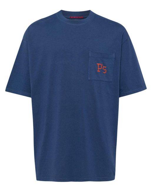 President's T-shirt Met Geborduurd Logo in het Blue voor heren