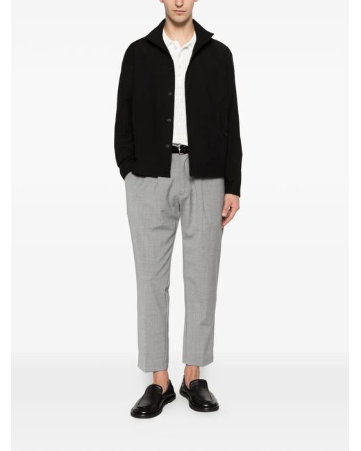 Low Brand Black High-Neck Button-Up Jacket for men