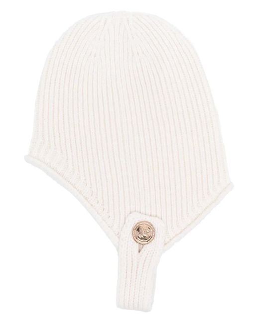 Barrie White Ribbed Cashmere Hat