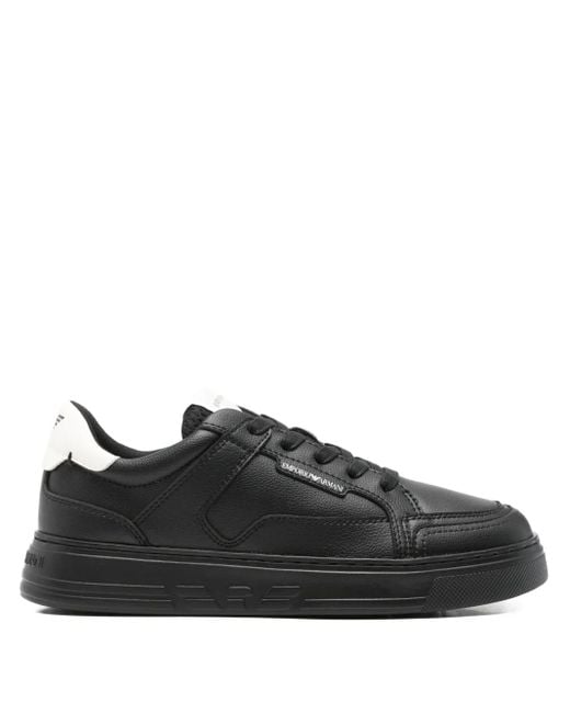 メンズ Emporio Armani Leather Sneakers Black