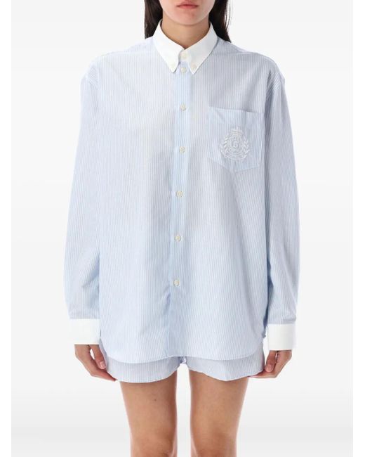 Sporty & Rich ロゴ ストライプ シャツ White