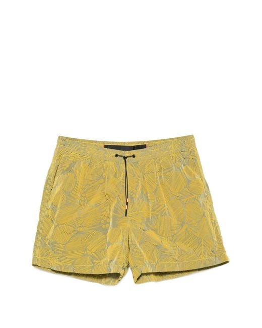 Rrd Yellow Leaf-Print Drawstring-Waistband Shorts for men