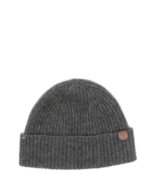 Eleventy Gray Ribbed-Knit Beanie Hat for men