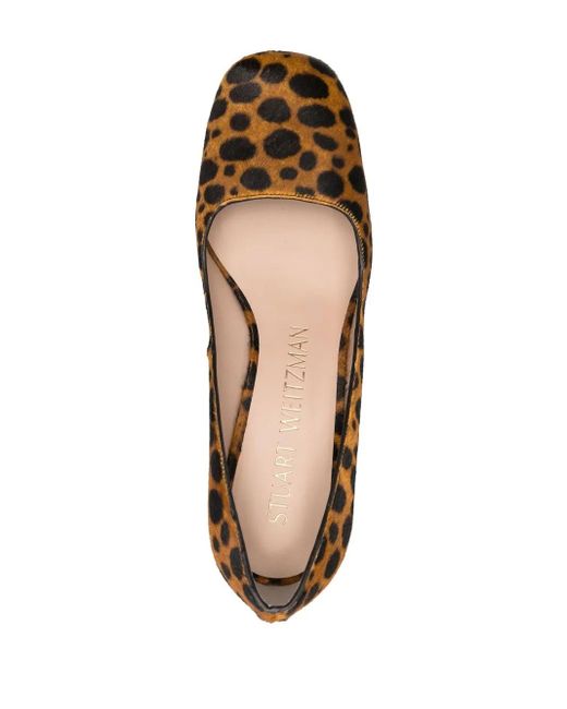 Stuart Weitzman Brown Curveblock Leopard-Print Pumps