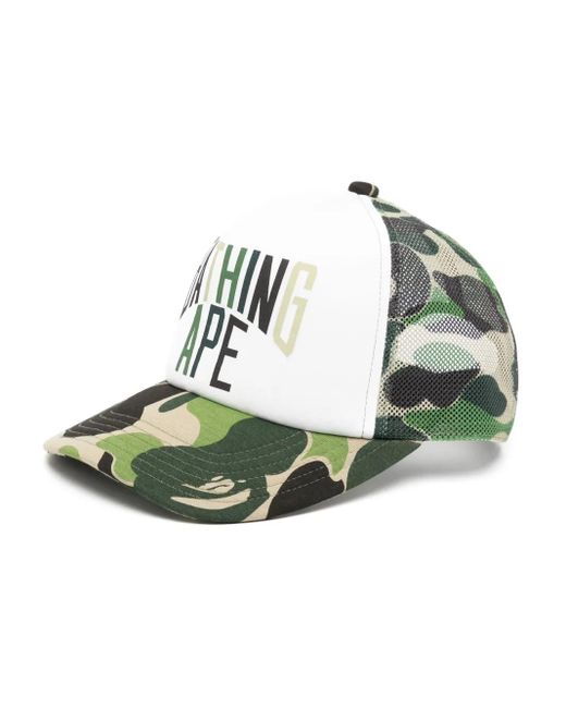 A Bathing Ape Green Graphic-Print Cap for men