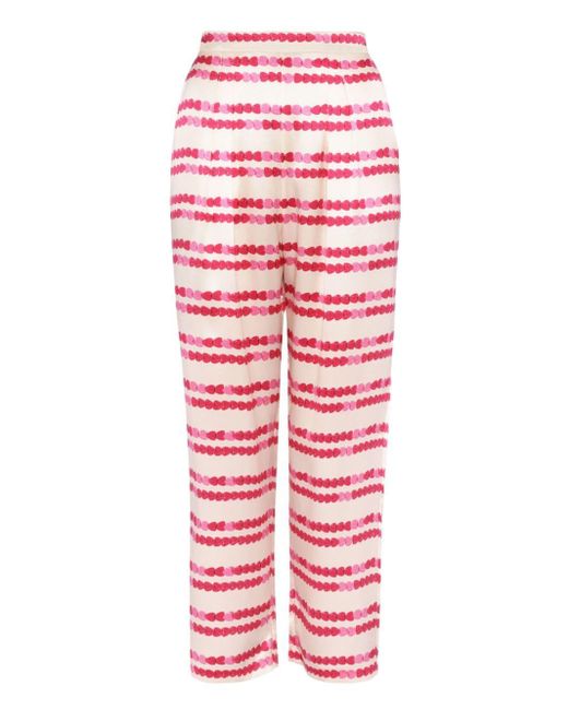 Eres Red Roméo Heart-print Silk Pyjama Trousers