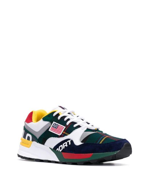 Polo Ralph Lauren Synthetic Contrast Patch Colour Block Sneakers in Green  for Men | Lyst