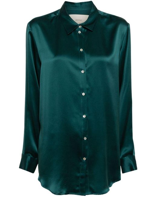 Asceno Green Long-sleeve Silk Shirt