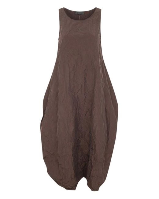 Maria Calderara Brown Wrinkled Sleeveless Dress