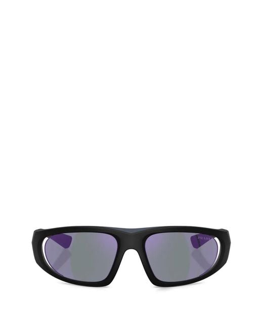 Prada Linea Rossa Black Rectangle Logo Sunglasses for men