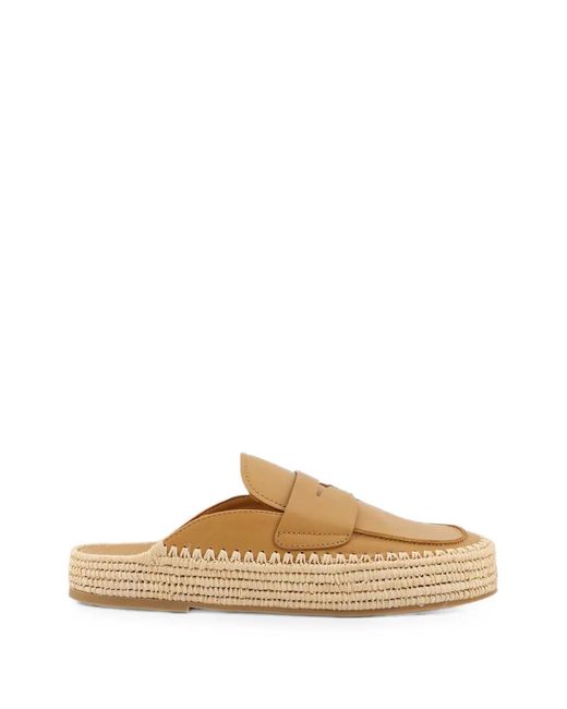 Paloma Barceló Natural Belinda Calidis Leather Raffia Flat Mules