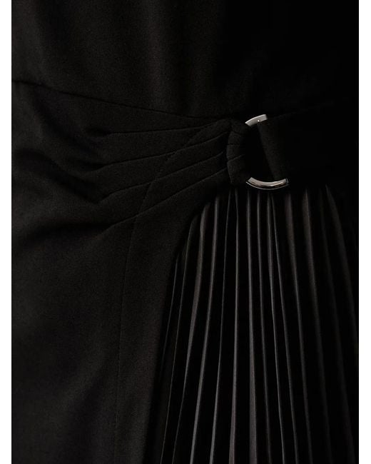 DKNY Black Pleated Buckle-Detail Mini Dress