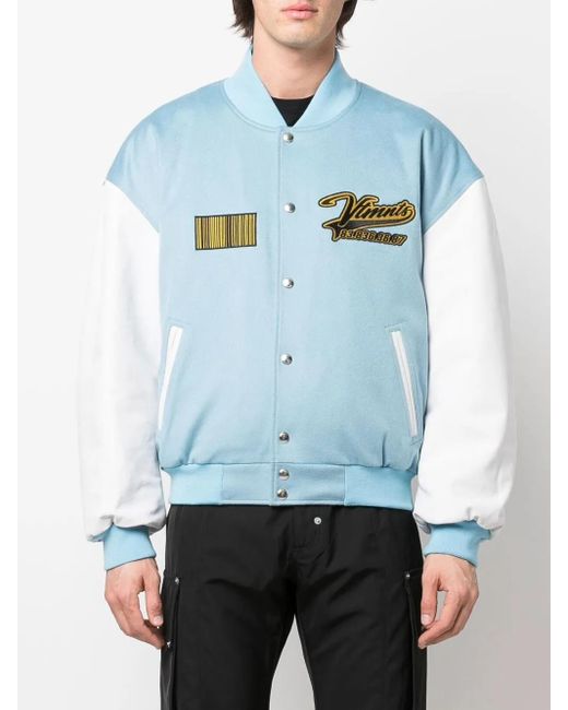 VTMNTS Blue Embroidered Logo Bomber Jacket