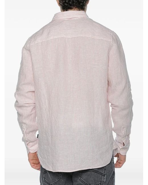Ecoalf White Adan Striped Linen Shirt for men