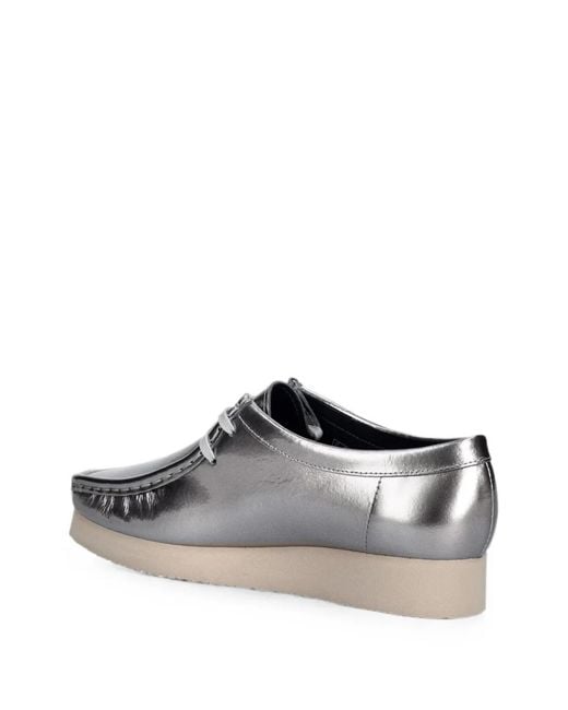 Clarks White Wallabees Metallic Loafers
