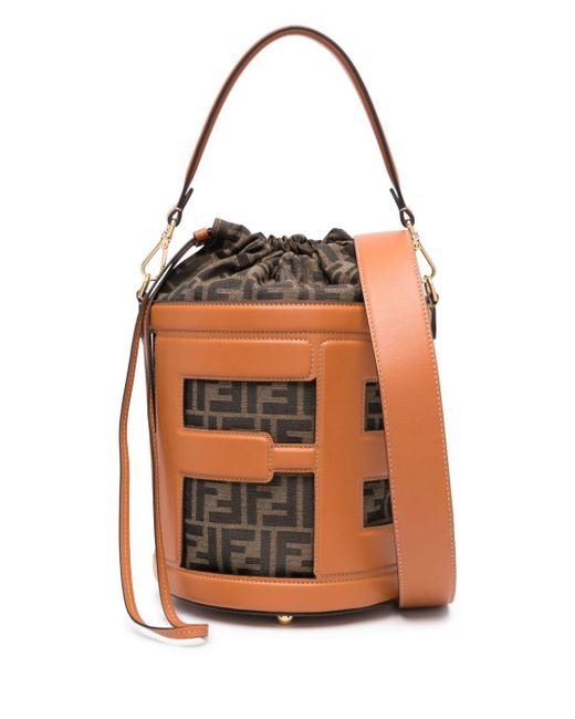 Fendi Orange Beuteltasche Mit Ff-Muster