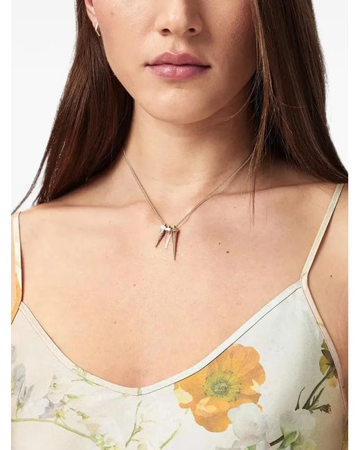 AllSaints White Bryony Floral-Print Slip Midi Dress