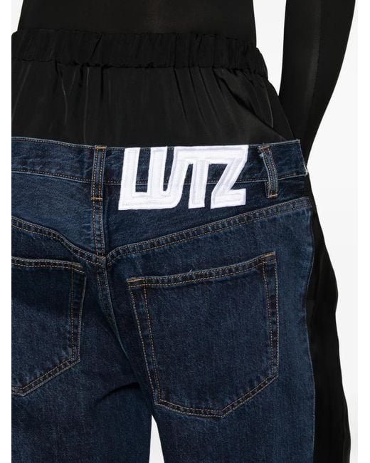Lutz Huelle Blue Layered-Panel Jeans