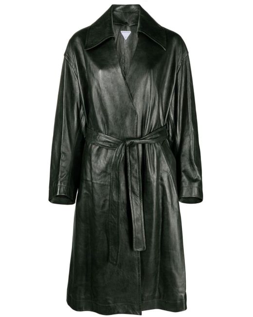 Bottega Veneta Black Belted Leather Coat