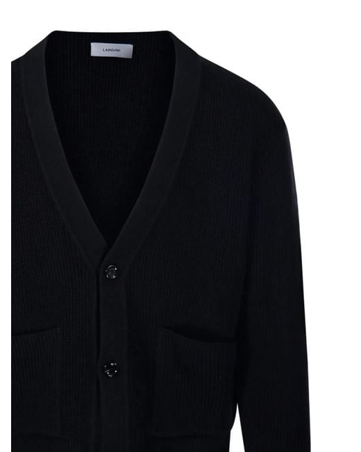 Lardini Blue Buttoned V-Neck Cardigan for men