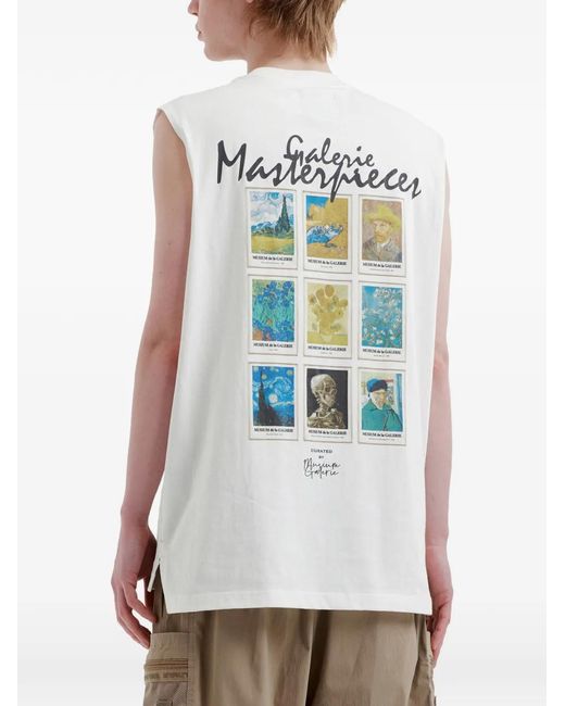 Musium Div. White Graphic-Print Sleeveless T-Shirt for men