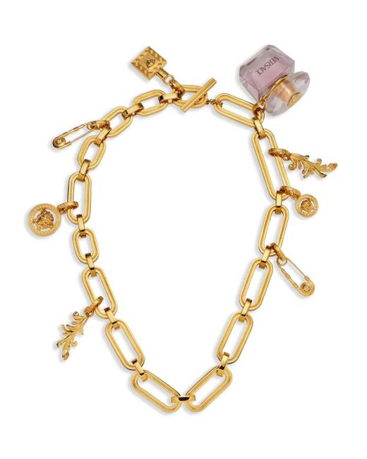 Collana Con Stampa di Versace in Metallic