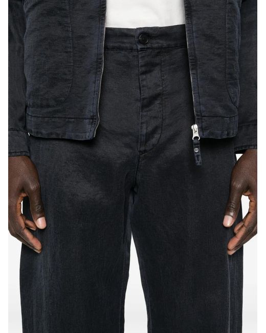 Massimo Osti Studio Blue Pantalon Boutonné À Passants De Ceinture for men