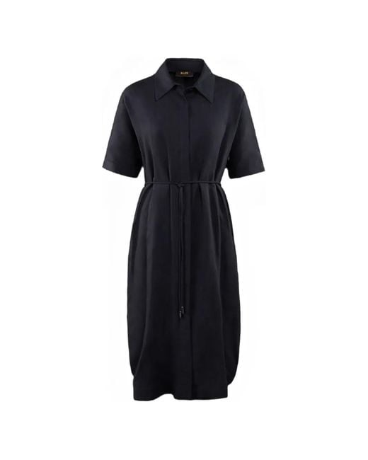 Moorer Black Linai-Glx Belted Midi Dress