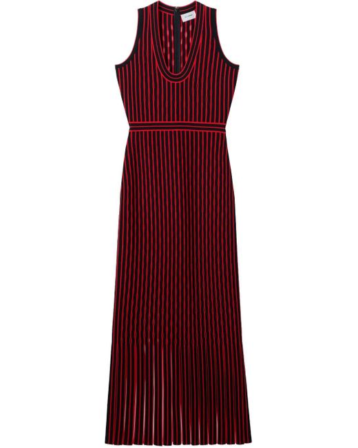 St. John Red Scoop-Neck Open-Knit Maxi Dress