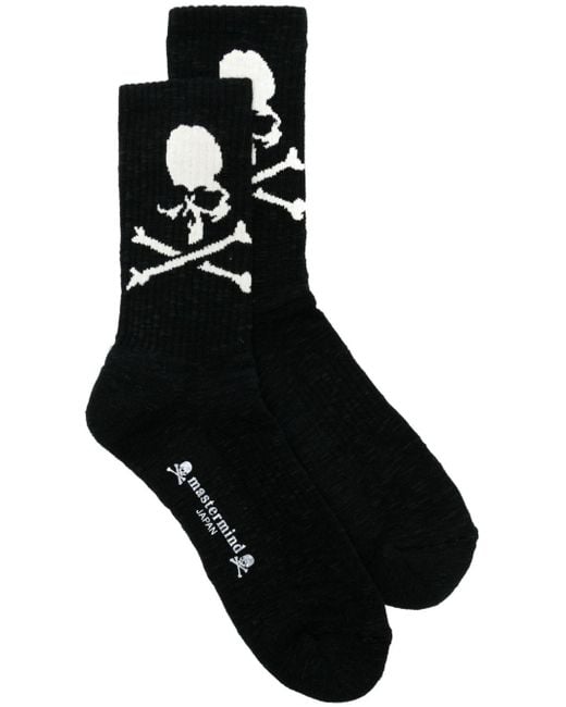 Mastermind Japan Black Logo-intarsia Socks for men