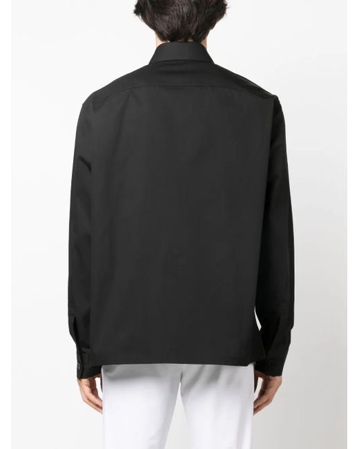 Balmain Black Logo-Patch Cotton Shirt for men
