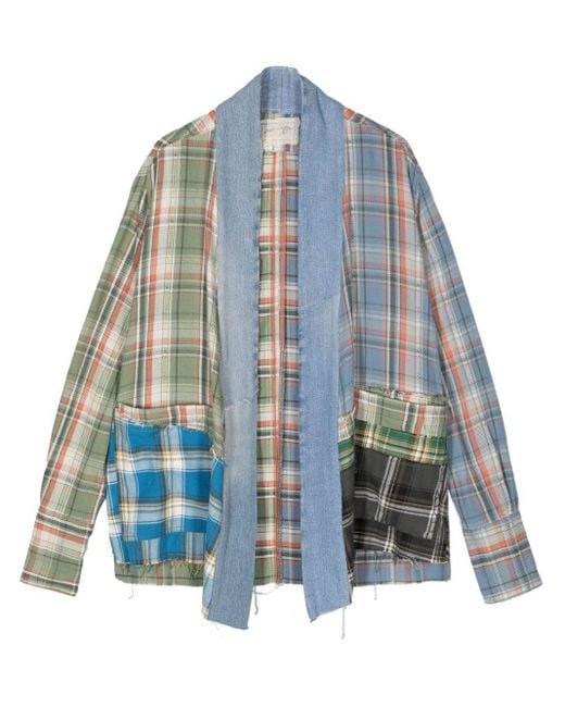 Greg Lauren Blue Plaid-check Cotton Jacket for men