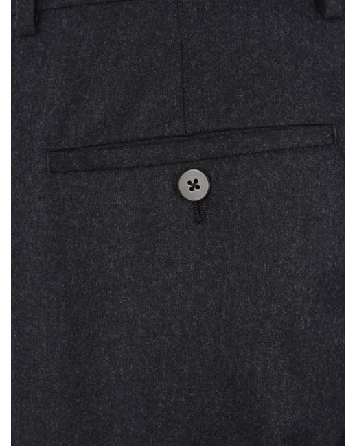 Caruso Blue Pressed-Crease Tailored Trousers for men