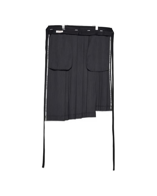 MASU Black Asymmetric Pleated Apron