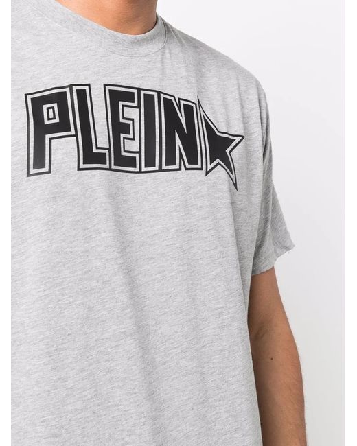 Philipp Plein Gray Plein Star Logo Print T-Shirt for men