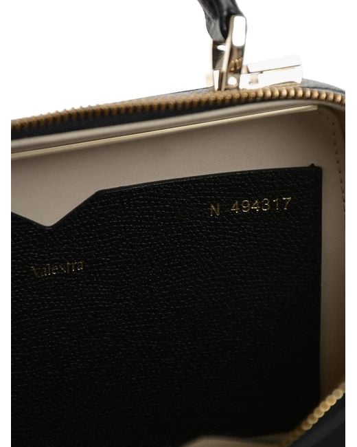 Valextra Black Bicolor Leather Tote Bag