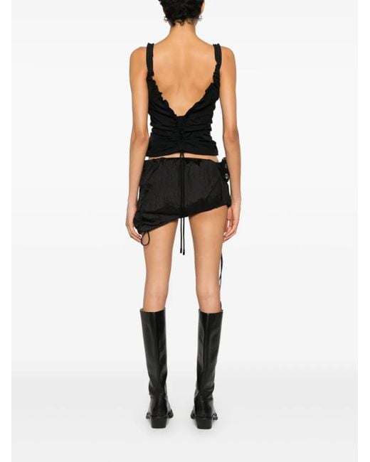 MARINE SERRE Black Ruched Tank Top