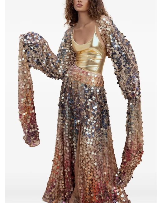 SANA OSMANI Natural Katrina Sequin Skirt Set