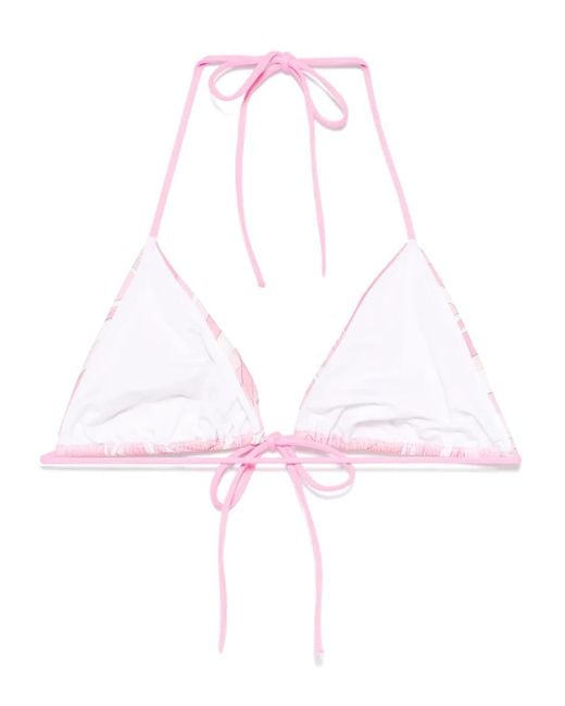 Emilio Pucci Pink Iride-Print Bikini Top