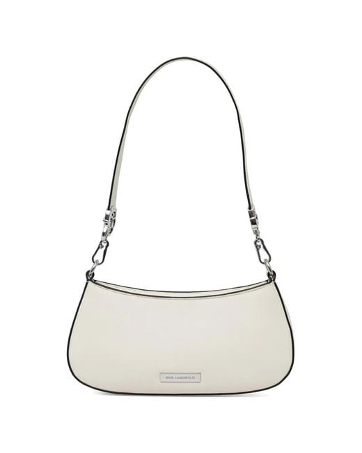 Karl Lagerfeld White Logo-Plaque Shoulder Bag