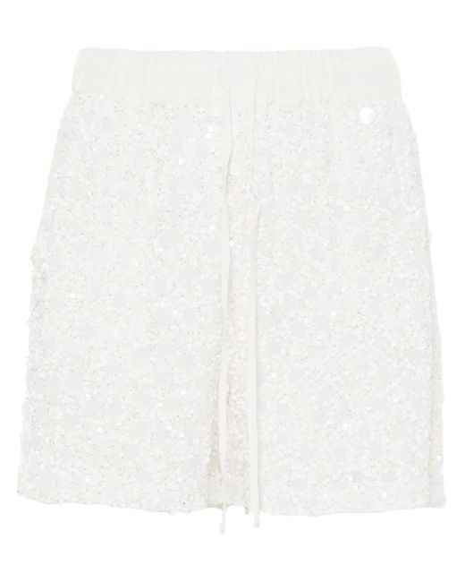 P.A.R.O.S.H. Galassia Sequin-embellished Shorts in het White