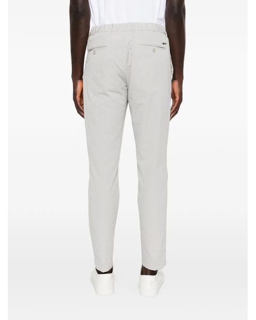Herno White Pleated Straight Trousers for men