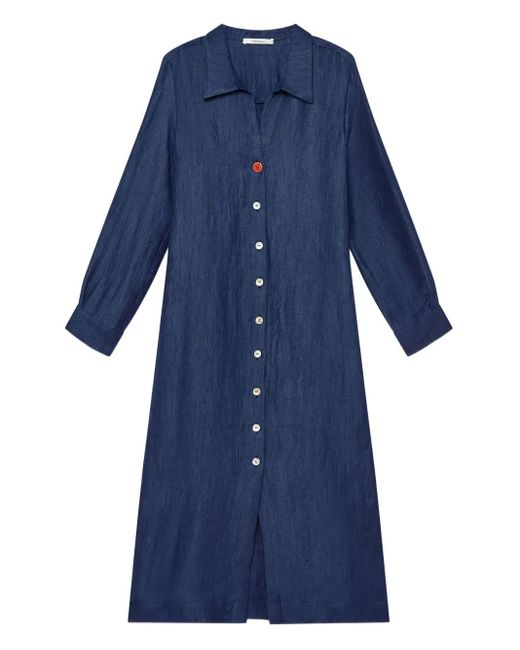 Maliparmi Blue Buttoned Midi Dress