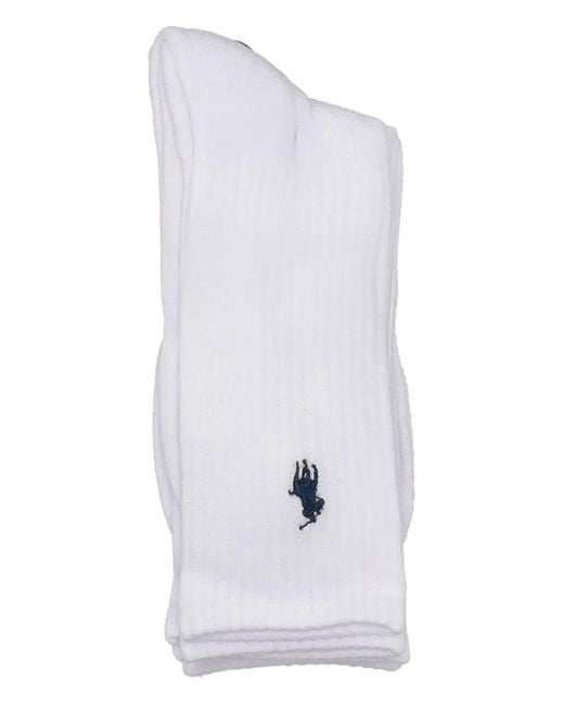 Polo Ralph Lauren White Logo-Embroidered Socks (Set Of Three)