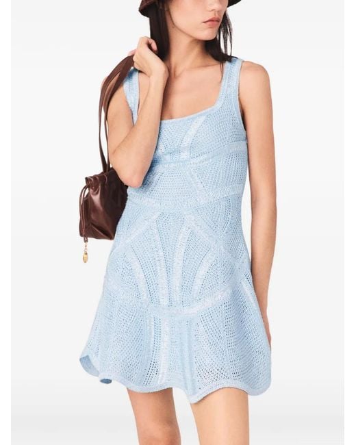 Maje Blue Short Crochet Dress