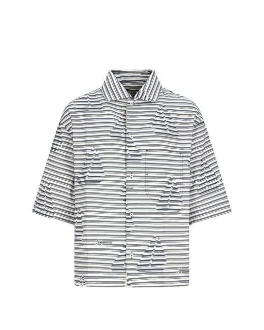 Jacquemus Gray Boat-Jacquard Striped Shirt for men