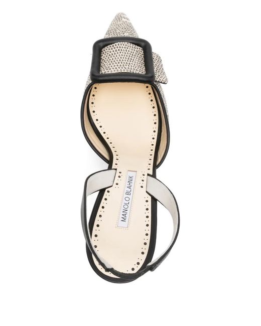 Manolo Blahnik Metallic Mayslibi Buckle-Detail Slingback Pumps