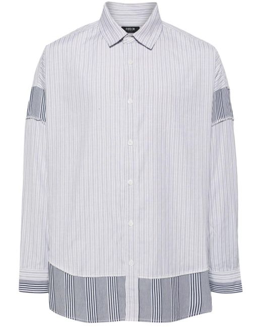 FIVE CM White Striped Panelled Cotton Shirt for men