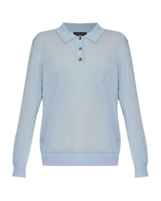 Rag & Bone Blue Buttoned Polo Top