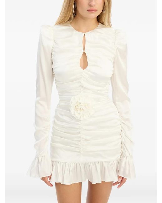ROTATE BIRGER CHRISTENSEN White Fitted Mini Dress With Round Neckline And Cut-Out Chest